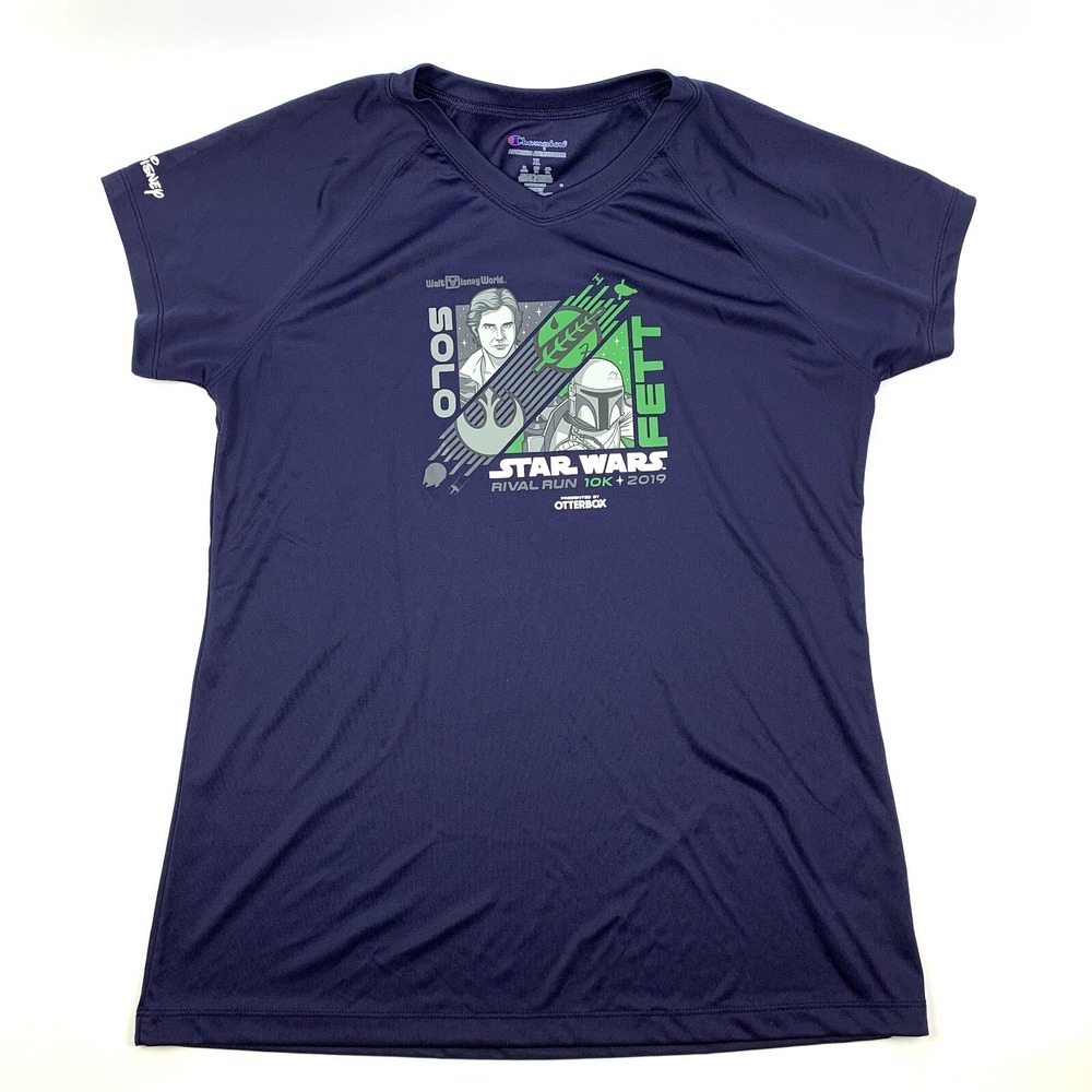 runDisney Star Wars Rival Run 2019 10k Han Solo Boba Fett Womens V Neck XL WDW